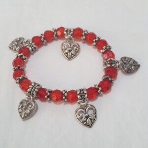 Red Elastic bracelet with hearts